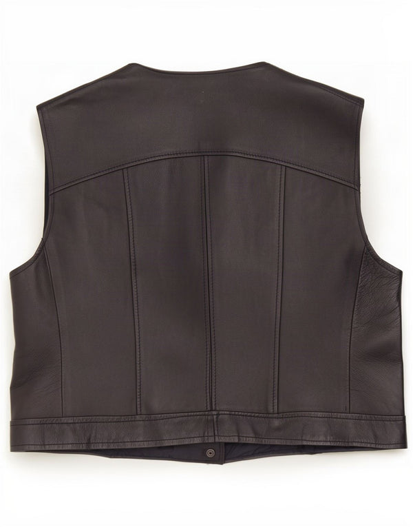 Gilet in pelle da uomo vintage IT 54 XL Nero