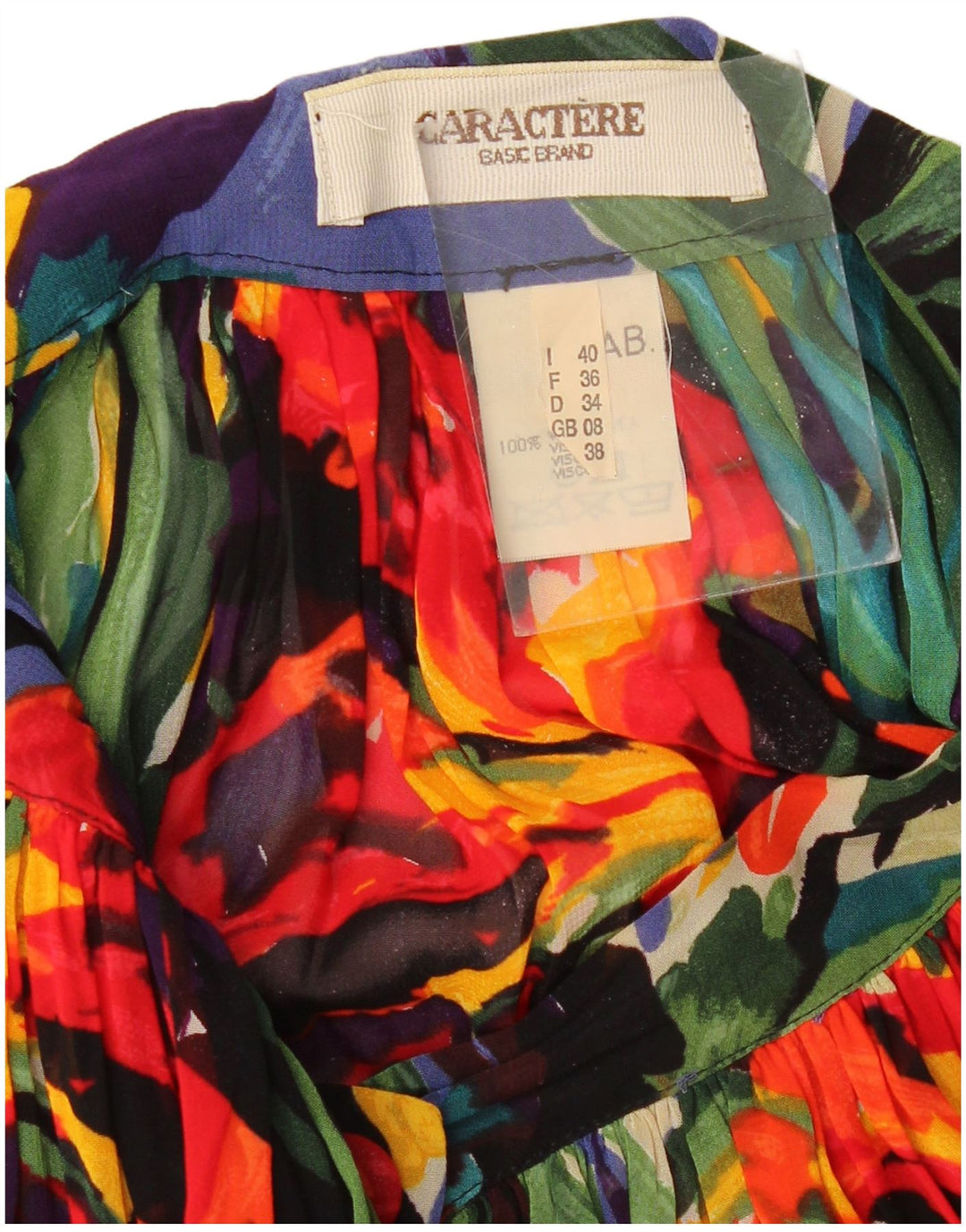 CARACTERE Gonna a pieghe da donna UK 8 Small W26 Viscosa floreale multicolore