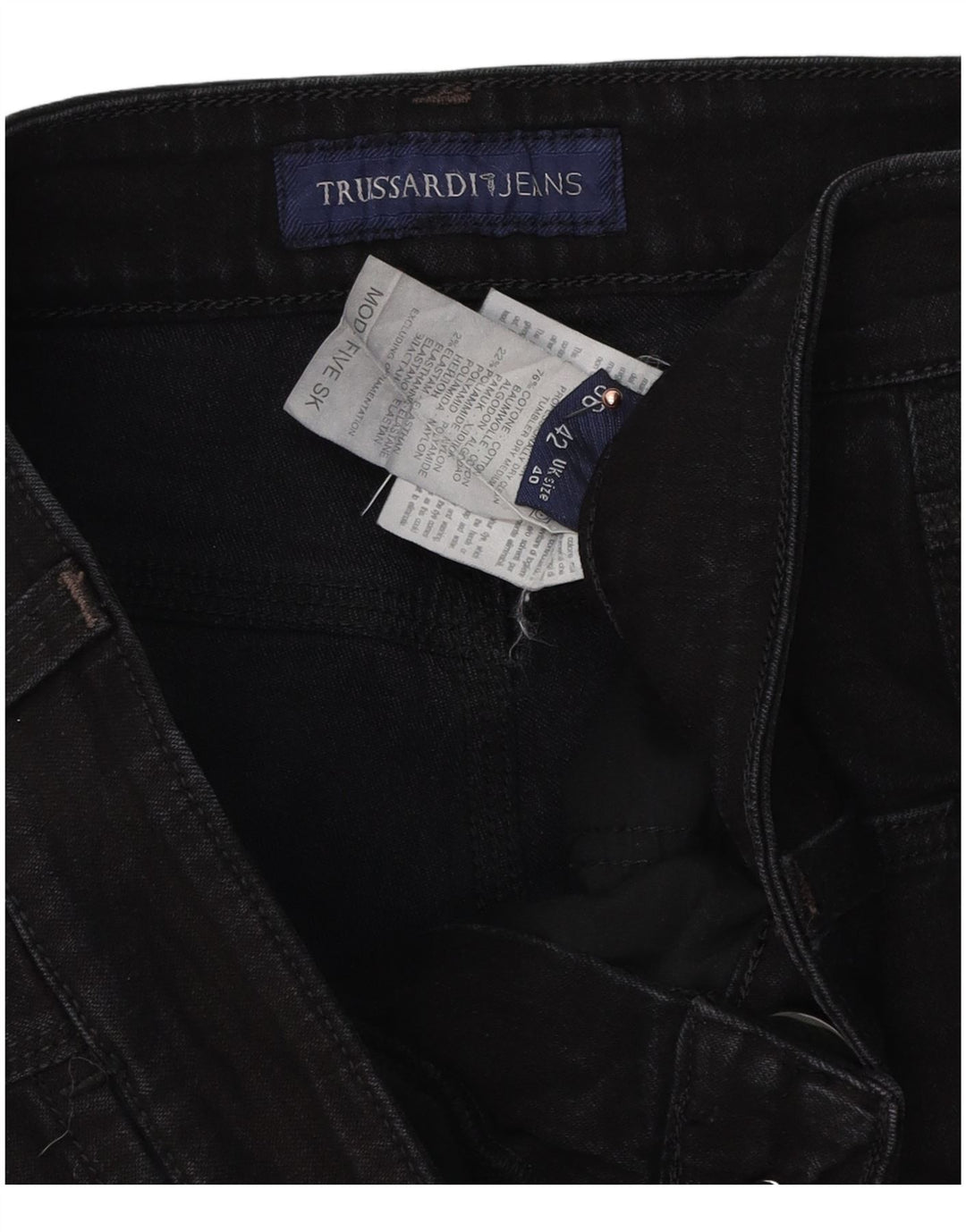 Jeans Straight Uomo Trussardi W40 L30 Cotone Nero