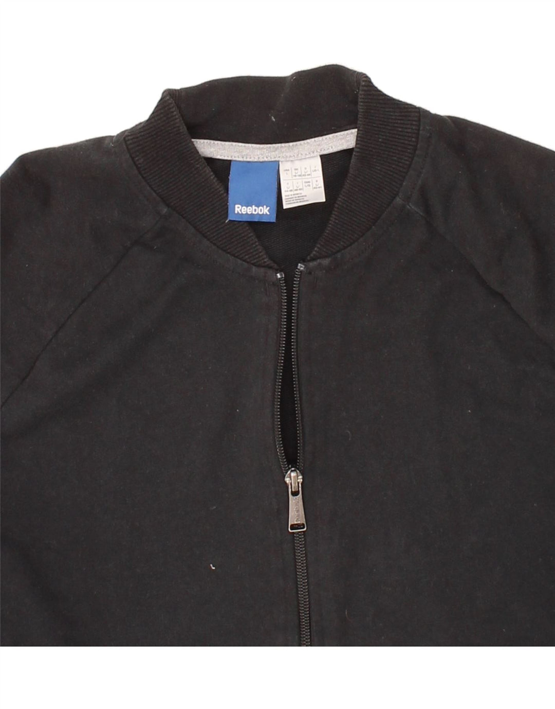 REEBOK Womens Graphic Tracksuit Top Jacket UK 16/18 Large Black Cotton Vintage Reebok and Second-Hand Reebok from Messina Hembry 