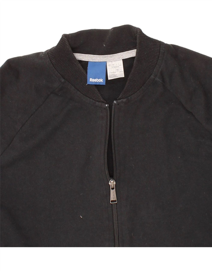 REEBOK Womens Graphic Tracksuit Top Jacket UK 16/18 Large Black Cotton Vintage Reebok and Second-Hand Reebok from Messina Hembry 