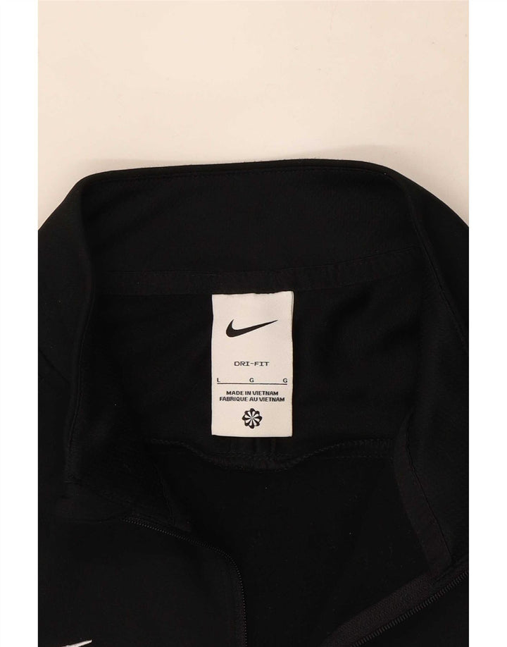 Nike Dri Fit Zip Neck Pullover Tuta da Uomo Top Large Nero Colourblock