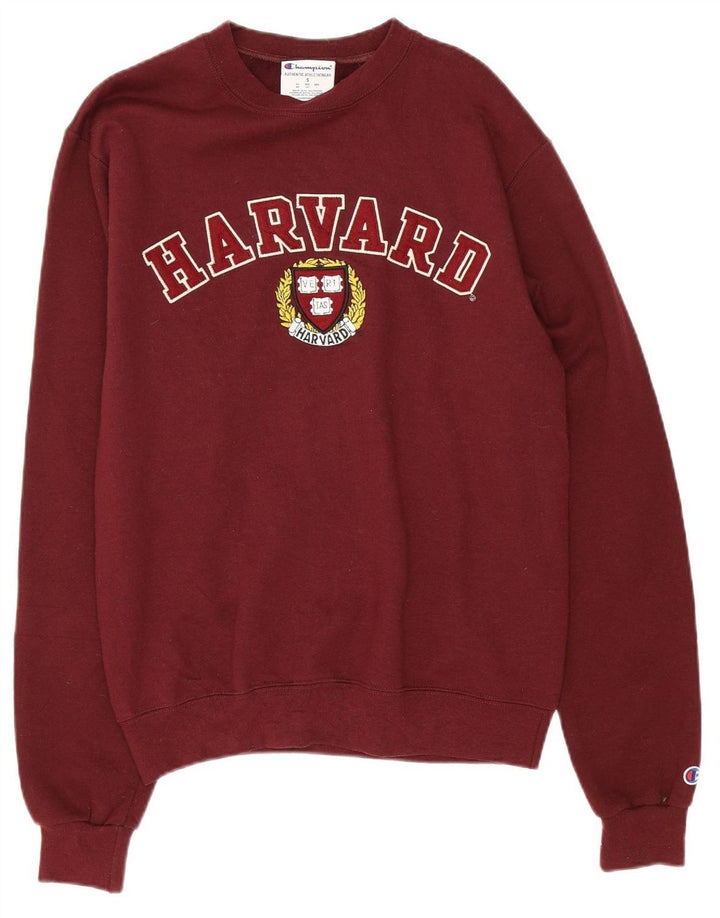 CHAMPION Mens Harvard Graphic Sweatshirt Jumper Small Burgundy Cotton