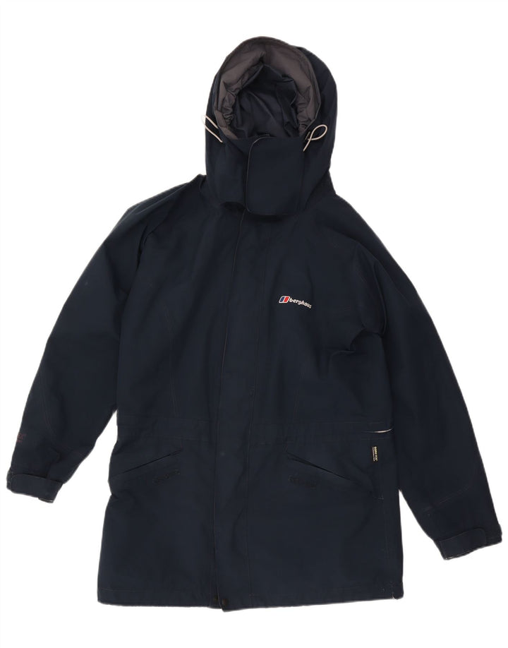 Giacca antipioggia oversize con cappuccio da donna Berghaus UK 10 piccola in nylon blu navy