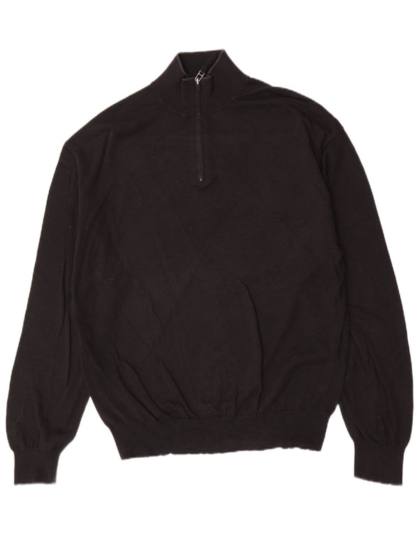 Maglione da uomo Slam con zip e collo grande in cotone nero