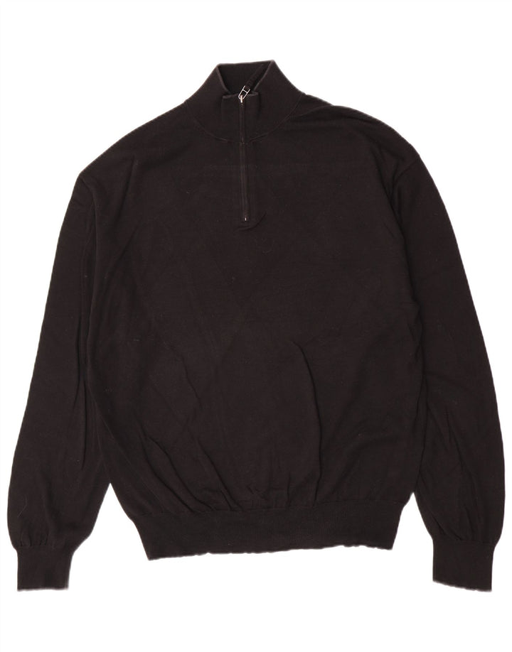 Maglione da uomo Slam con zip e collo grande in cotone nero