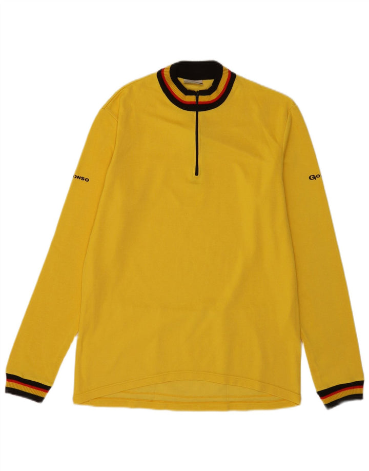 Gonso Top da uomo con zip e collo a maniche lunghe XL giallo in poliacrilico