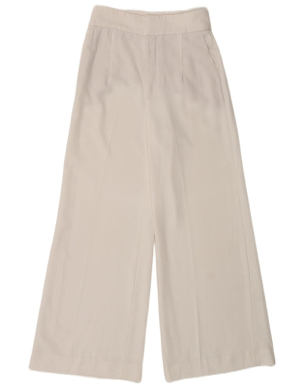 Pantaloni casual a gamba larga a vita alta da donna Zara piccoli W26 L30 bianchi