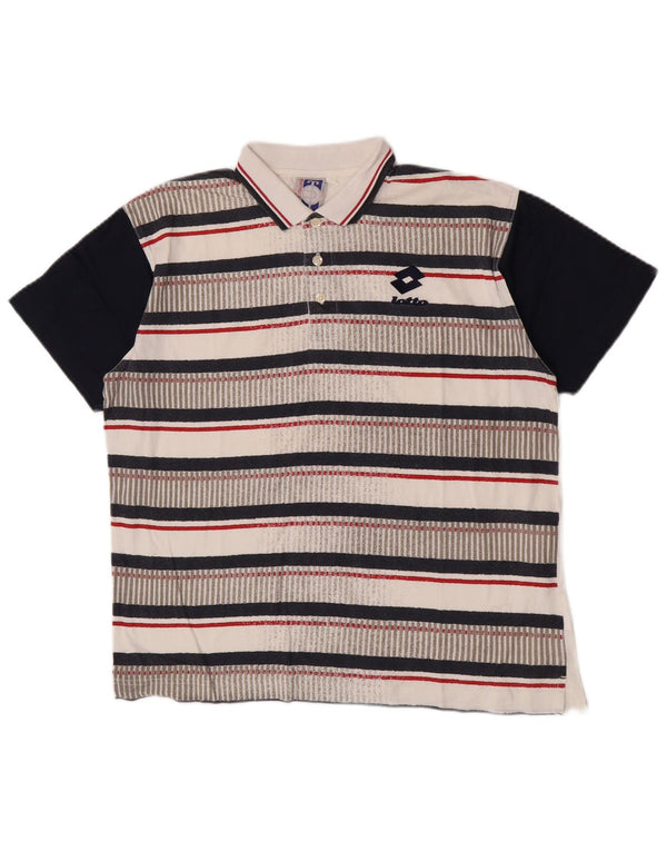 Polo da bambino Lotto 13-14 anni 3XL Cotone a righe bianche