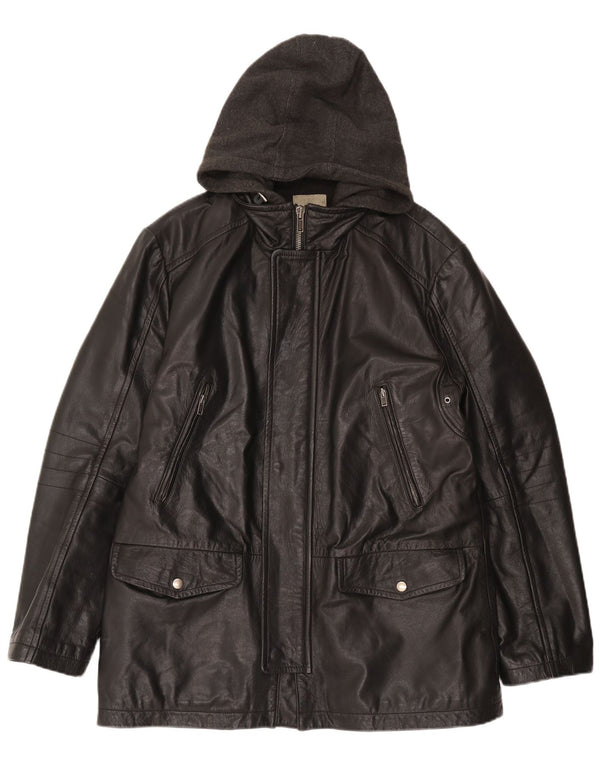 CONBIPEL Giacca in Pelle Uomo con Cappuccio IT 52 XL Pelle Nera