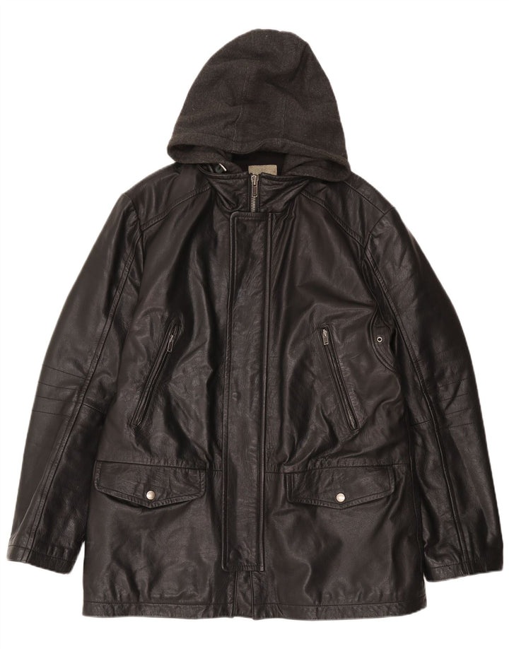 CONBIPEL Giacca in Pelle Uomo con Cappuccio IT 52 XL Pelle Nera