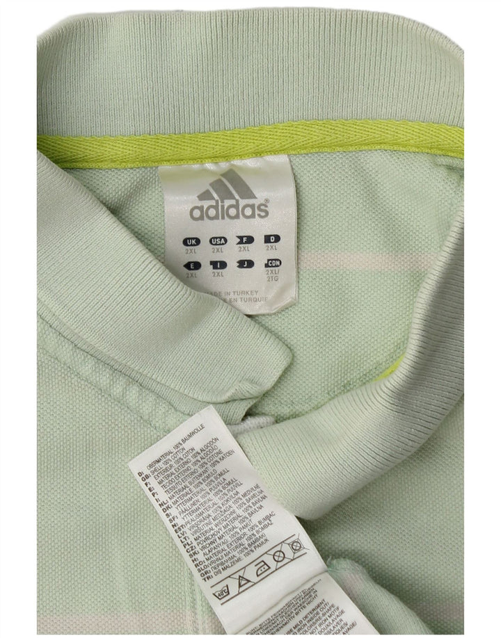 Polo ADIDAS da uomo 2XL in cotone a righe verdi