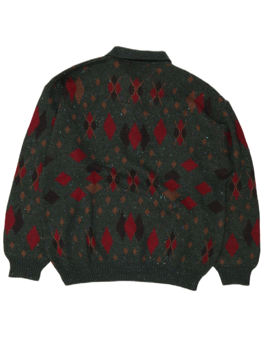 Maglione da uomo con collo alto LINEA IT 50 Verde medio Argyle/Diamante