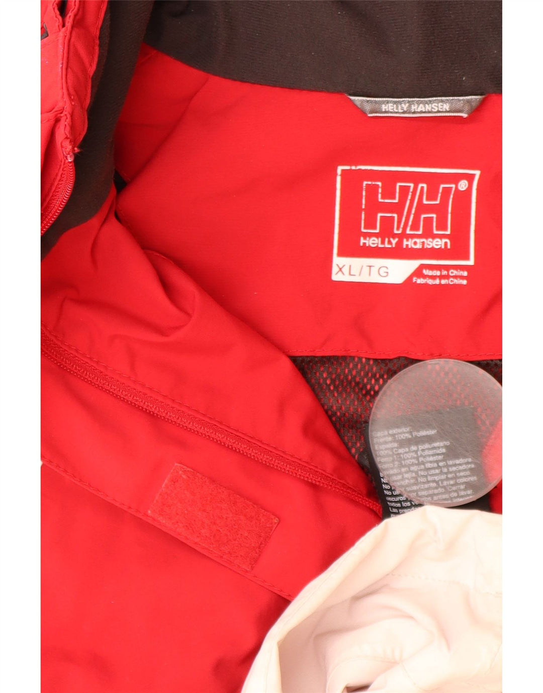 HELLY HANSEN Giacca antipioggia da donna con cappuccio UK 18 XL Poliestere color block rosso