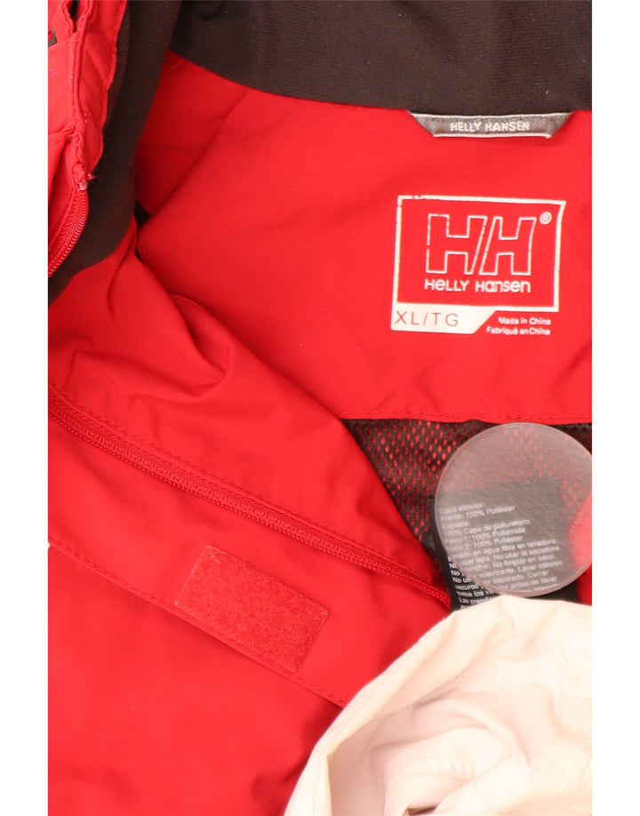 HELLY HANSEN Giacca antipioggia da donna con cappuccio UK 18 XL Poliestere color block rosso