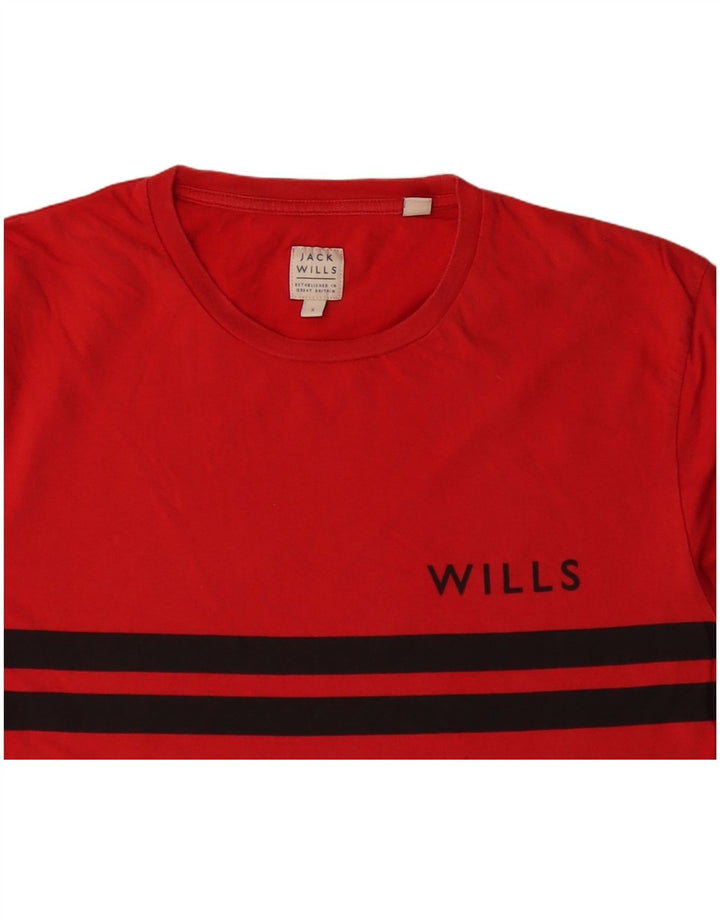 JACK WILLS T-shirt da uomo Top piccola in cotone a righe rosse