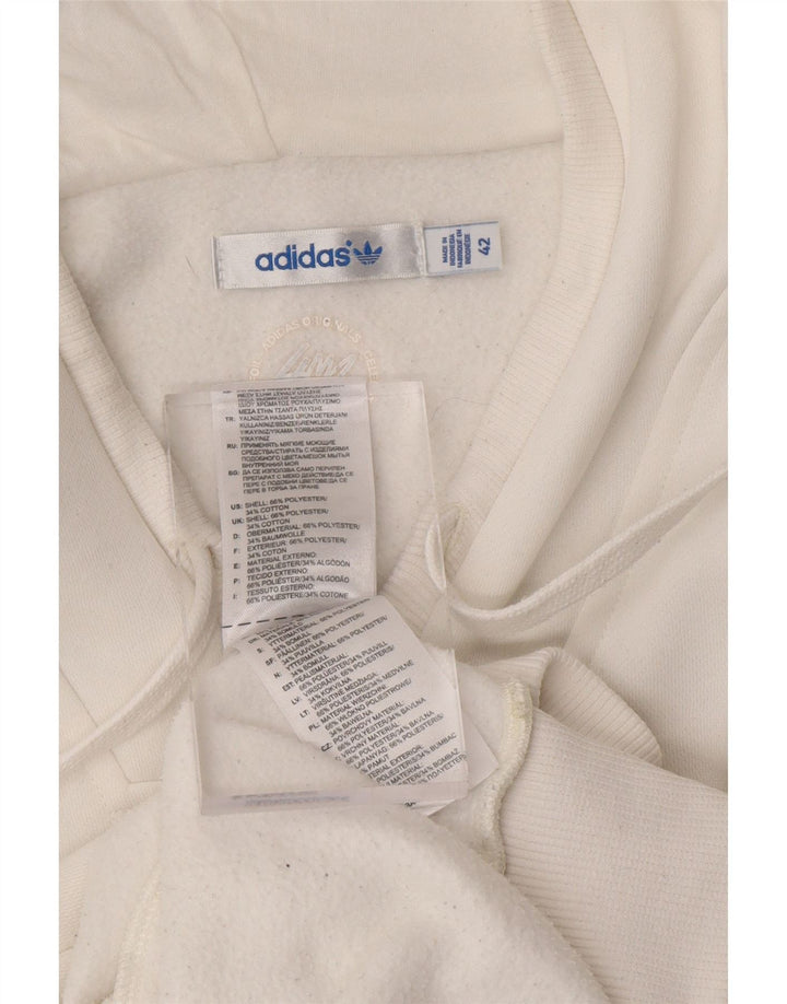 ADIDAS Womens Loose Fit Graphic Hoodie Jumper EU 42 Medium White Polyester
