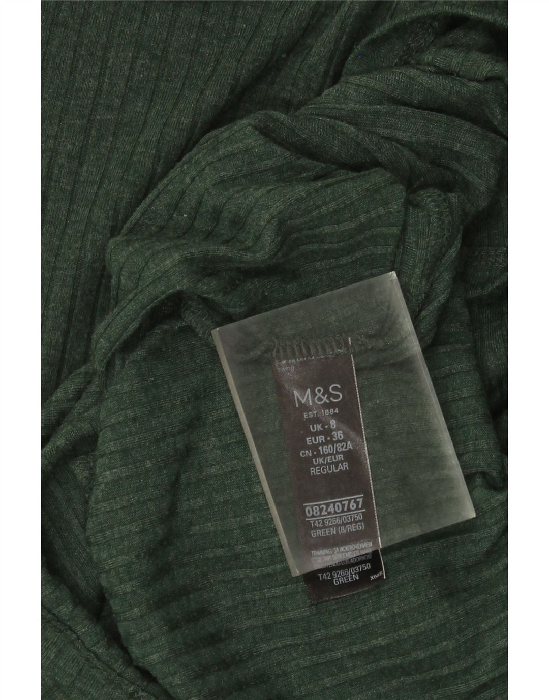 Abito maglione a maniche lunghe da donna Marks & Spencer UK 8 piccolo poliestere verde