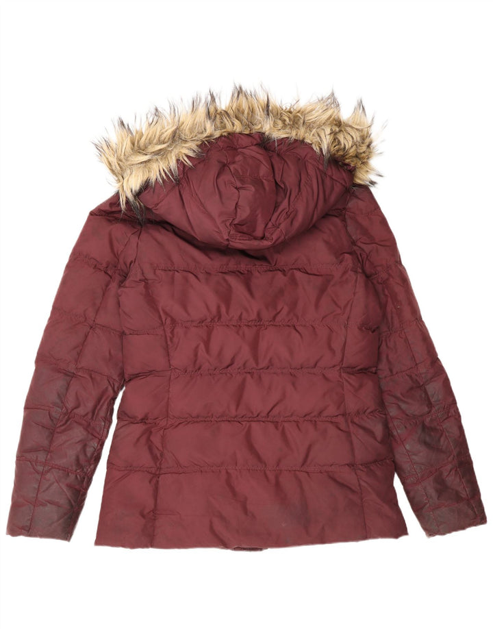 Giacca imbottita con cappuccio da donna Tommy Hilfiger UK 10 piccola bordeaux in poliestere