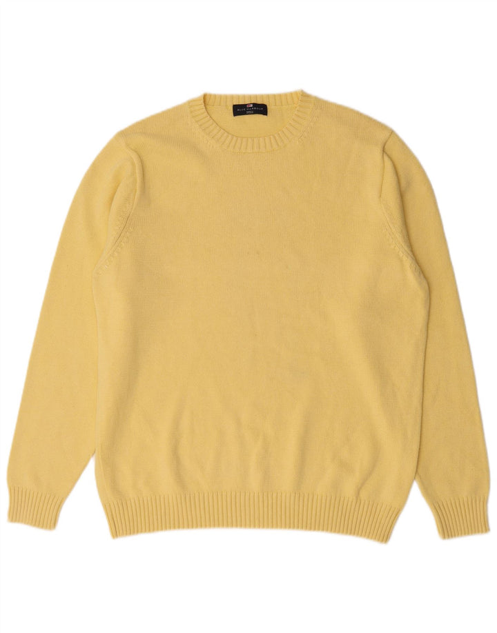 Maglione maglione girocollo da uomo Marks & Spencer blu Harbour giallo medio