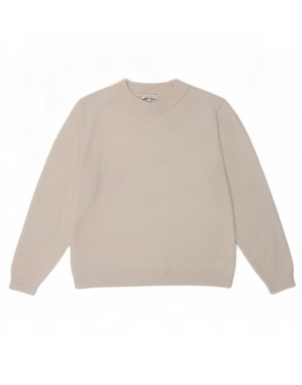 Maglione maglione girocollo da donna Topshop UK 10 piccolo viscosa bianca