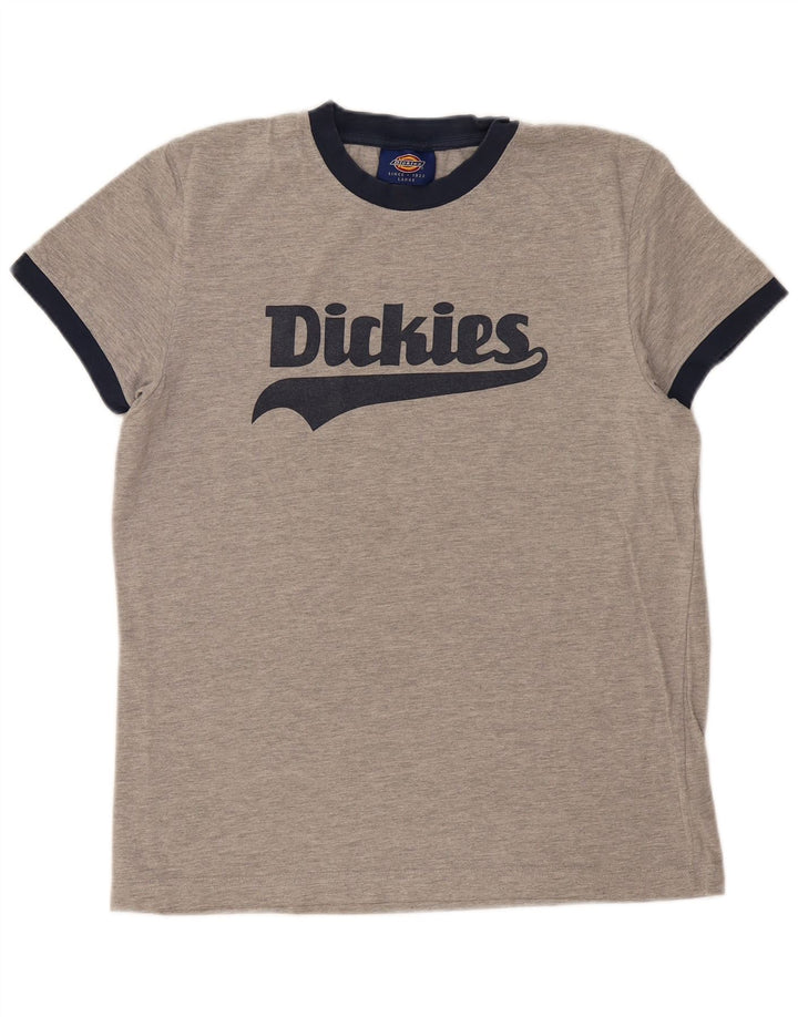 DICKIES T-shirt grafica da donna Top UK 16 grande cotone grigio