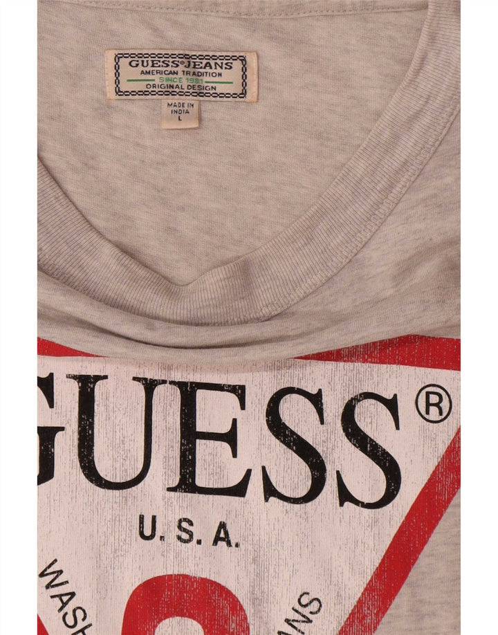 Guess T-shirt grafica da uomo Top grande in cotone chiazzato grigio