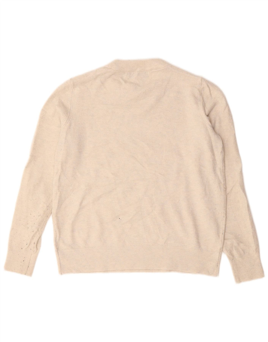 Maglione maglione girocollo da donna Marks & Spencer UK 10 piccolo poliestere beige