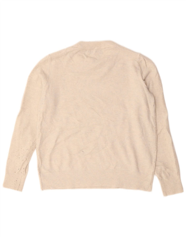 Maglione maglione girocollo da donna Marks & Spencer UK 10 piccolo poliestere beige