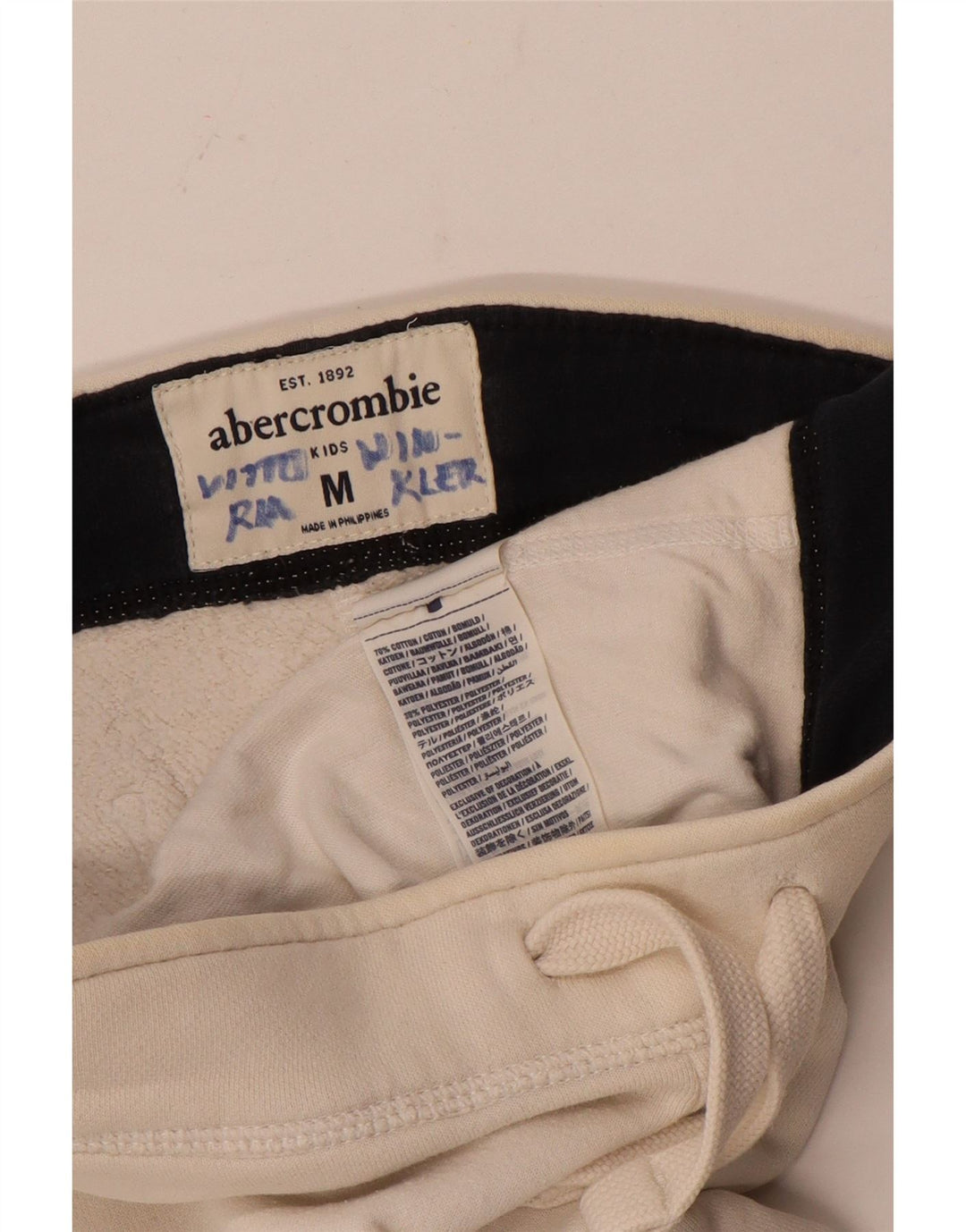 Pantaloni della tuta da ragazzo Abercrombie & Fitch 13-14 anni medio bianco