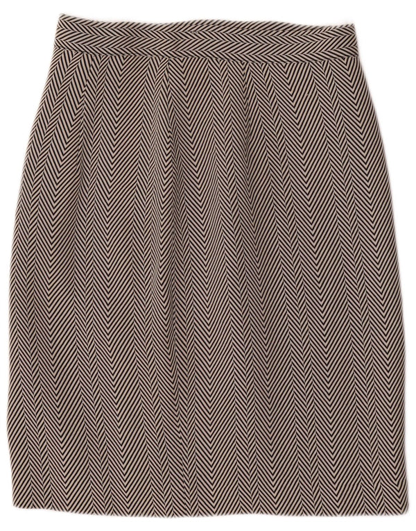 Gonna a tubino a vita alta da donna vintage IT 44 media W26 Chevron bianco