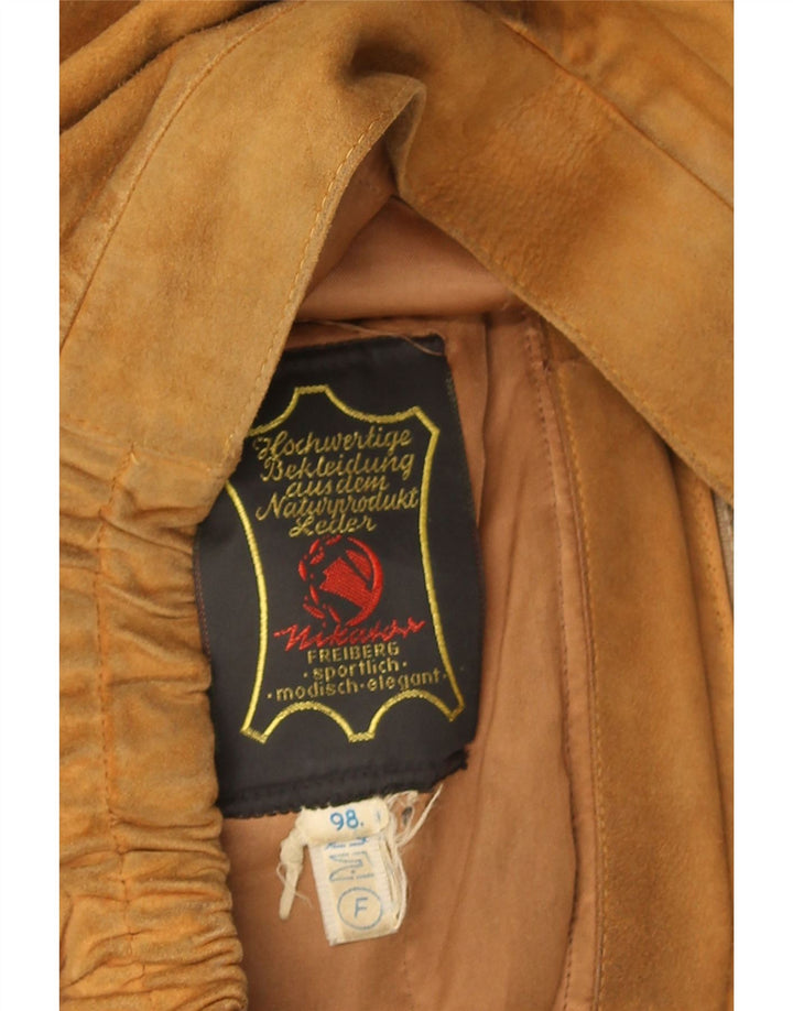 Giacca vintage in pelle scamosciata da uomo UK 40 grande in pelle marrone