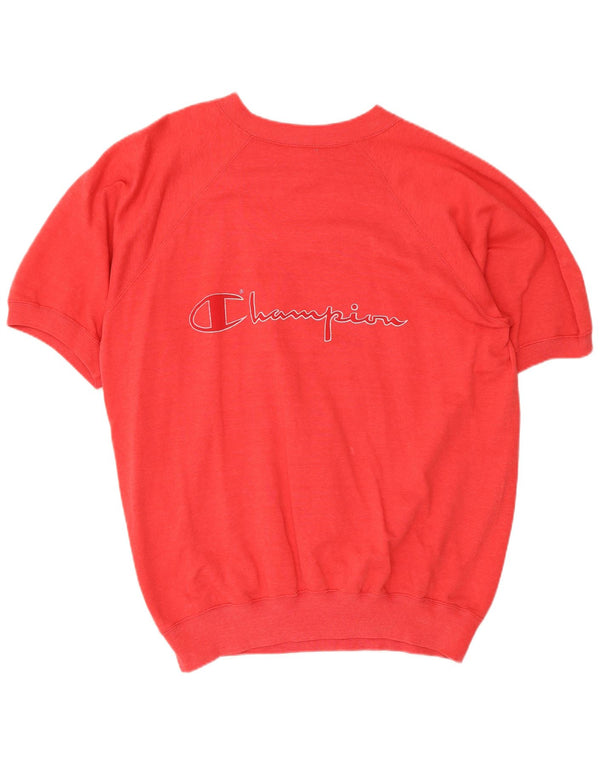 Felpa Champion da uomo con grafica a maniche corte, maglione grande, cotone rosso