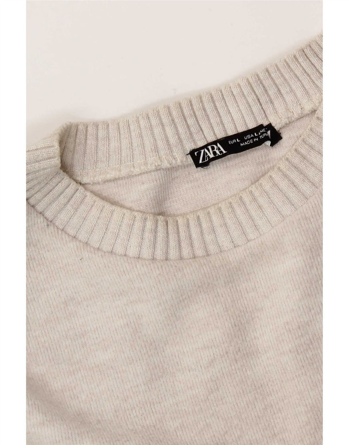 Top oversize da donna Zara a maniche lunghe UK 16 grande bianco sporco