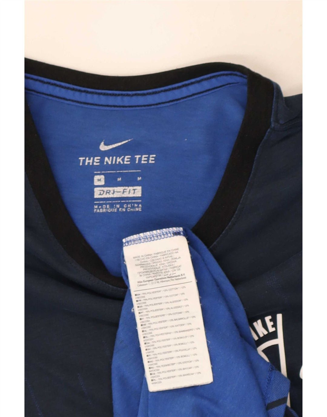 T-shirt Nike Dri Fit da uomo, top in poliestere color block blu medio