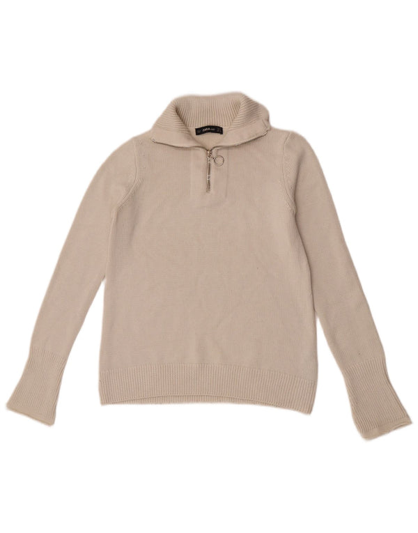 Maglione Zara da donna con collo e zip UK 12 bianco medio