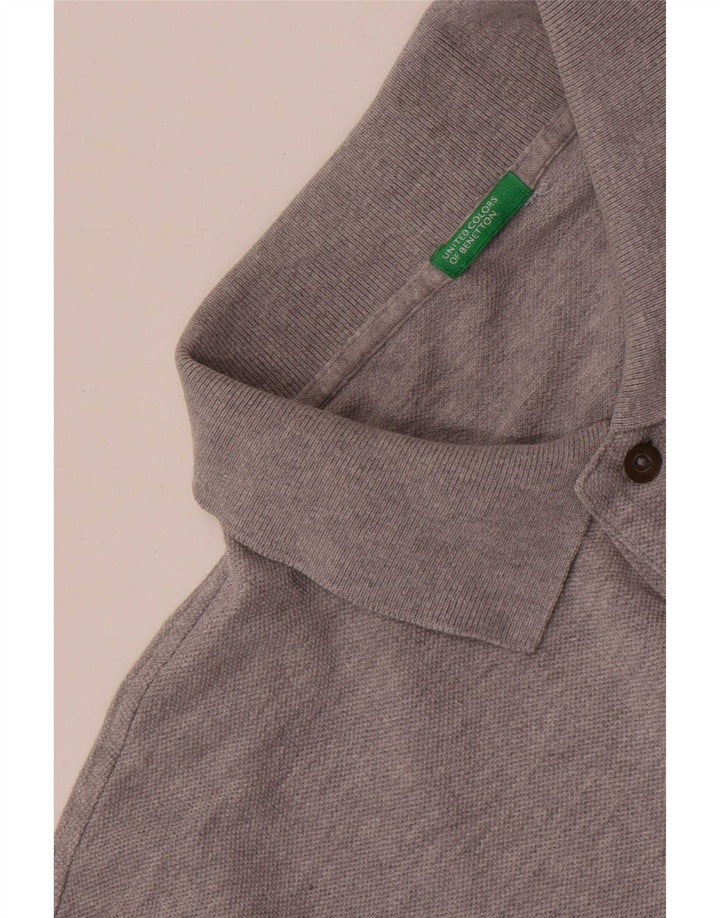 Polo Benetton da uomo grande grigia screziata