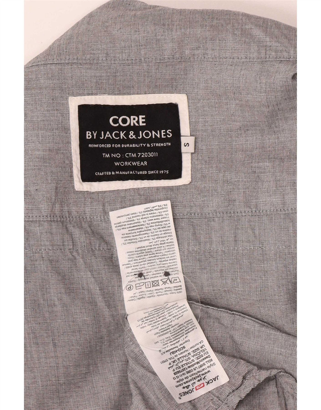 Camicia a collo alto da uomo Jack & Jones piccola in cotone grigio
