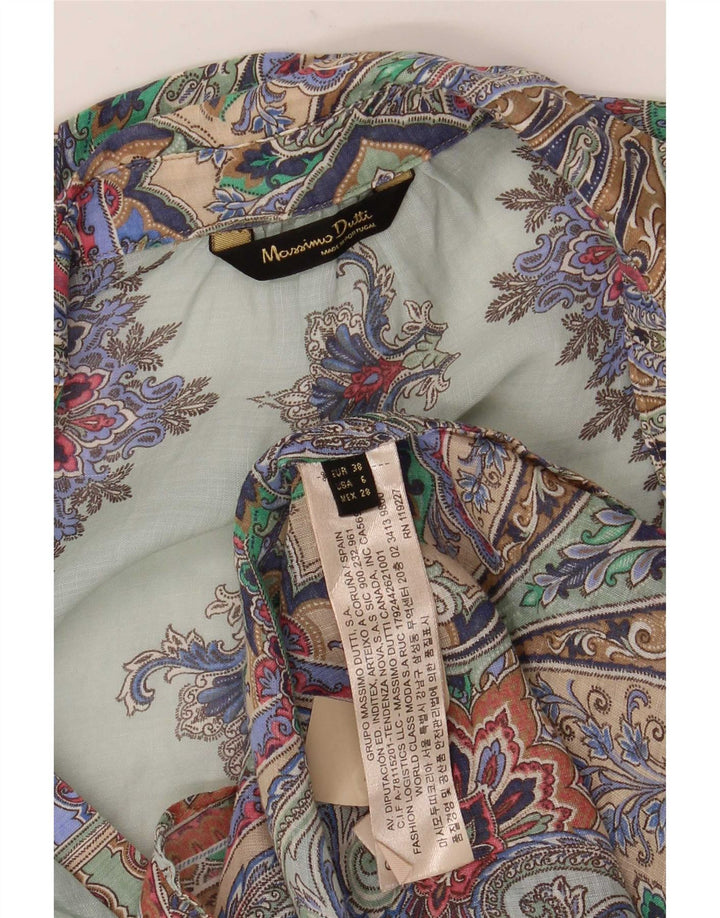 Massimo Dutti Camicetta a maniche lunghe da donna Top EU 38 Medio Turchese Paisley