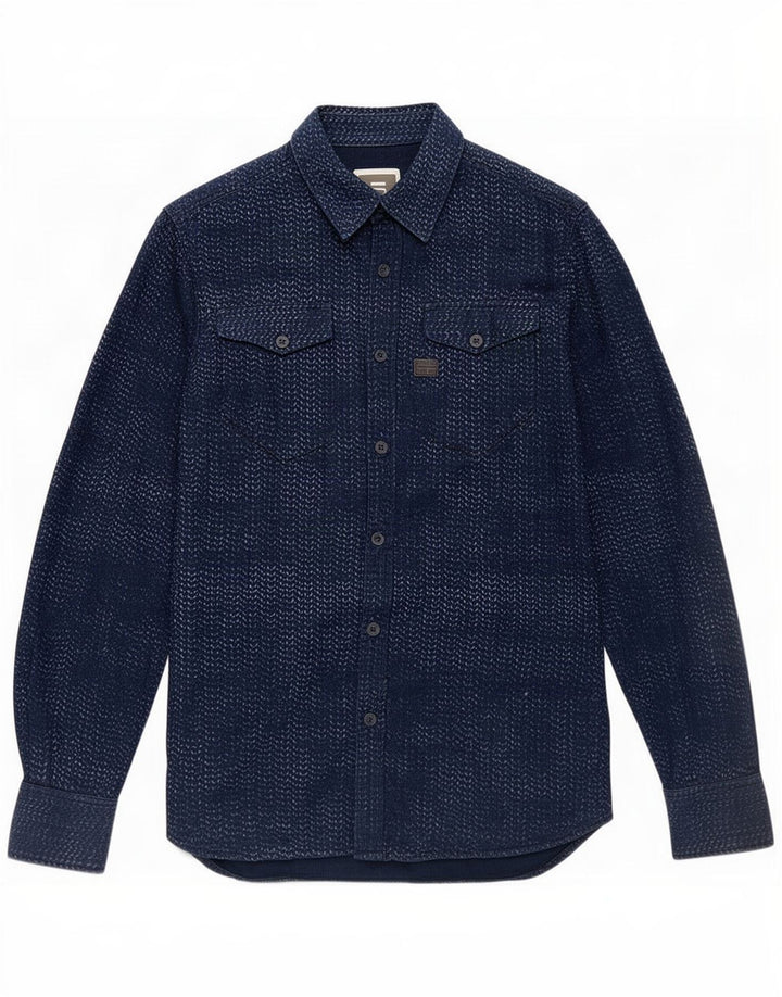 Camicia da uomo G-Star media in cotone Chevron blu navy