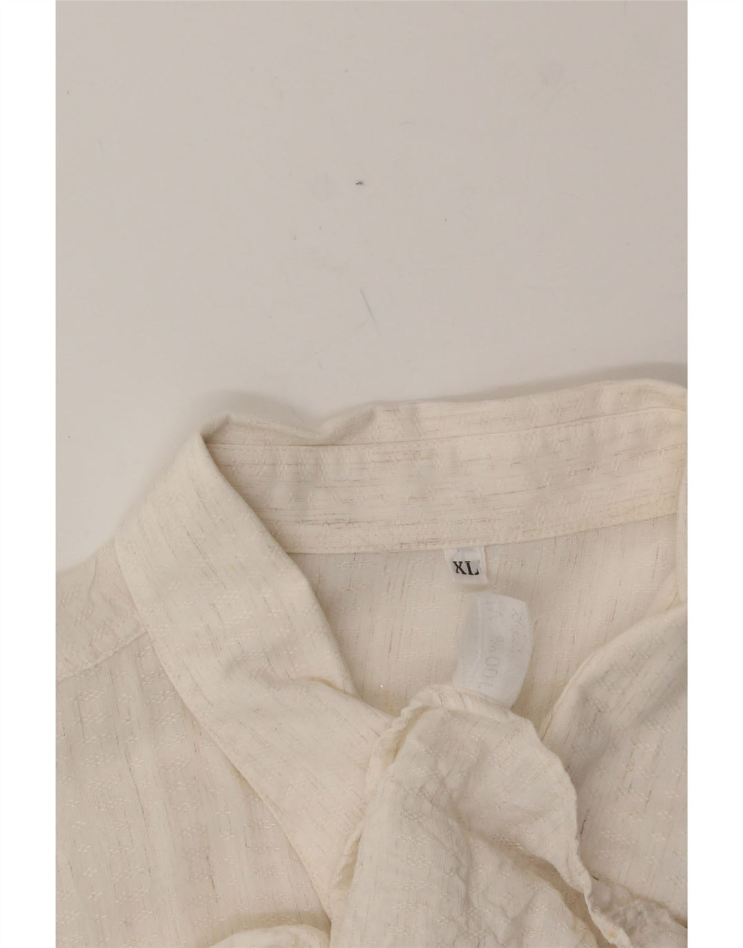 VINTAGE Mens Tall Short Sleeve Shirt XL Off White Viscose Vintage Vintage and Second-Hand Vintage from Messina Hembry 
