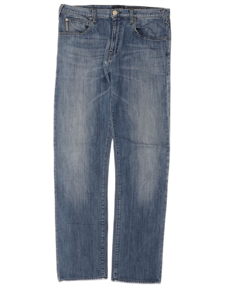 Armani Jeans Jeans dritti regolari da uomo W33 L31 in cotone blu