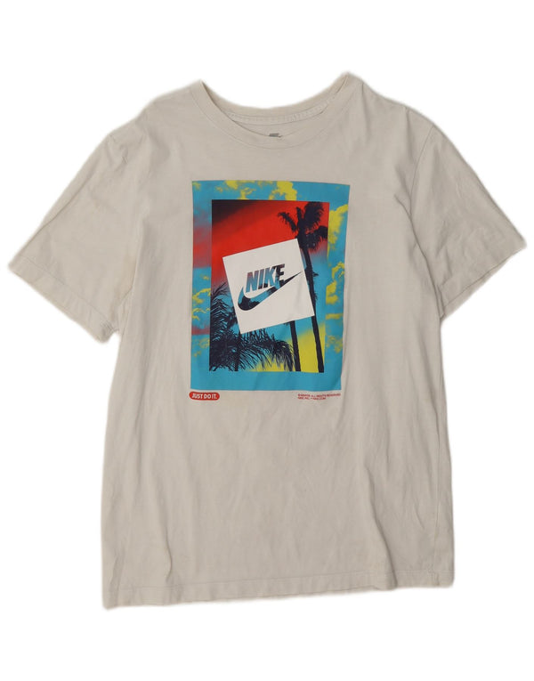 Nike Mens Graphic T-Shirt Top Medium White Cotton