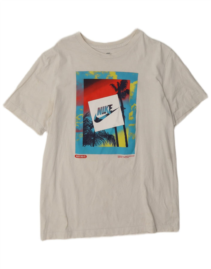 T-shirt grafica da uomo Nike Top in cotone bianco medio