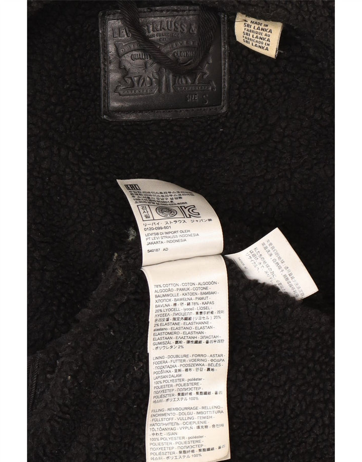 Giacca Levi's da donna in denim sherpa UK 10 piccola in cotone nero