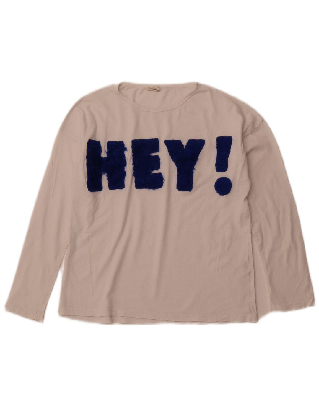 Top grafico per bambina ZARA manica lunga 9-10 anni cotone bianco