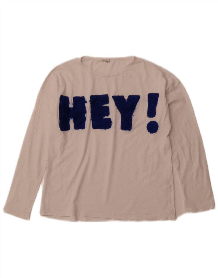 Top grafico per bambina ZARA manica lunga 9-10 anni cotone bianco