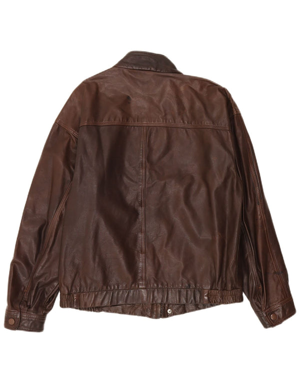 Giacca in pelle vintage da uomo UK 36 piccola marrone