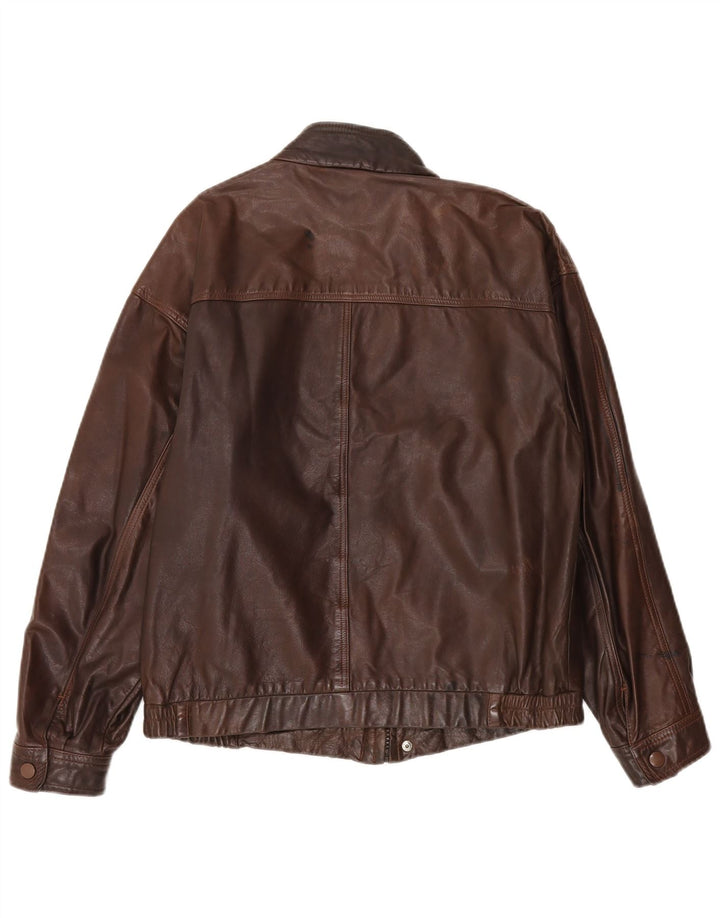 Giacca in pelle vintage da uomo UK 36 piccola marrone