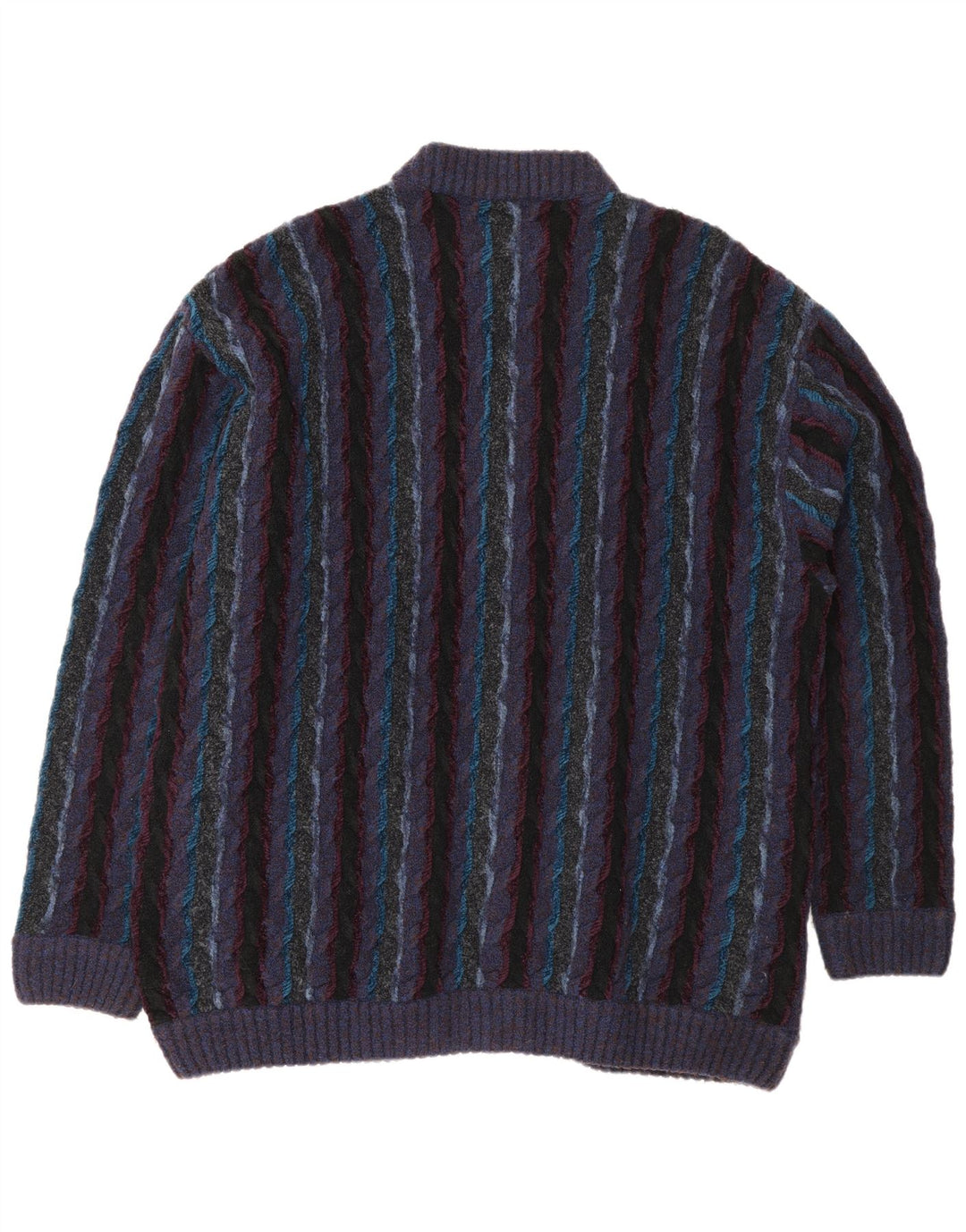 Maglione cardigan da uomo Regular Fit Fiume XL in lana a righe viola